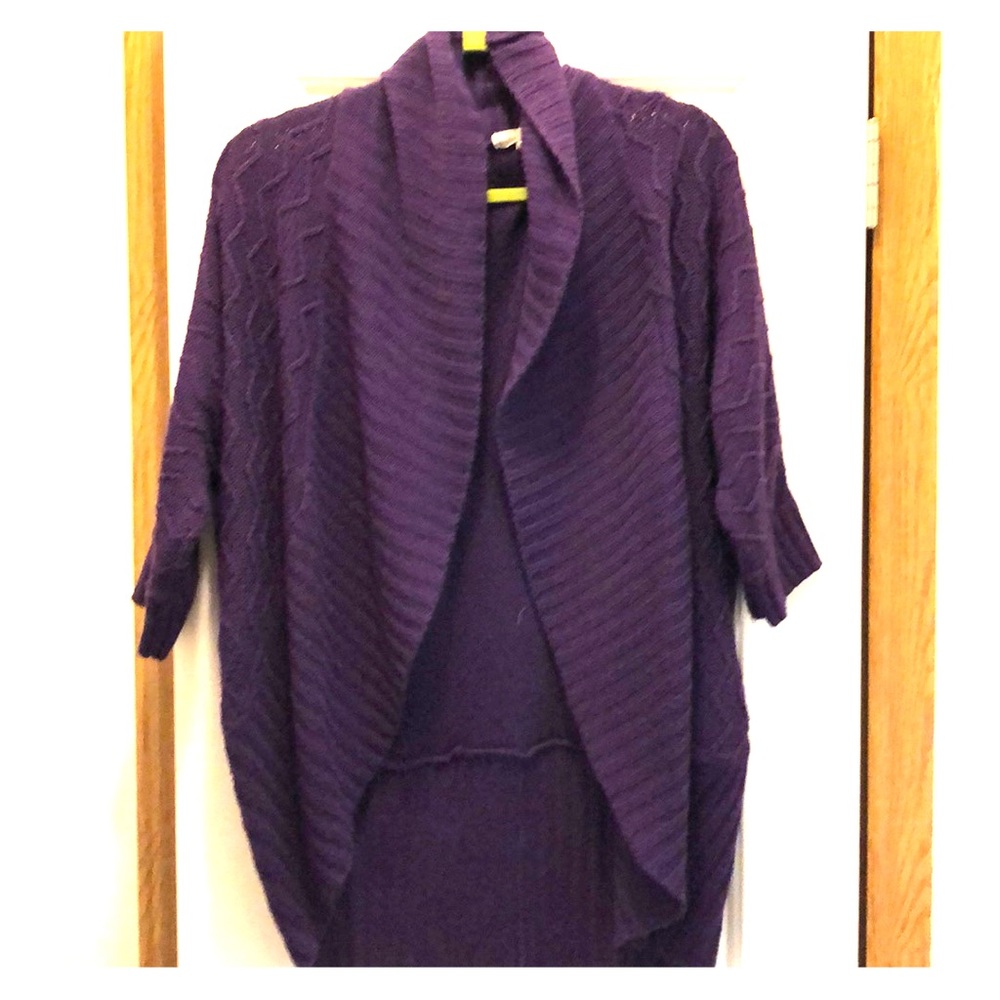 Purple short sleeve cardigan